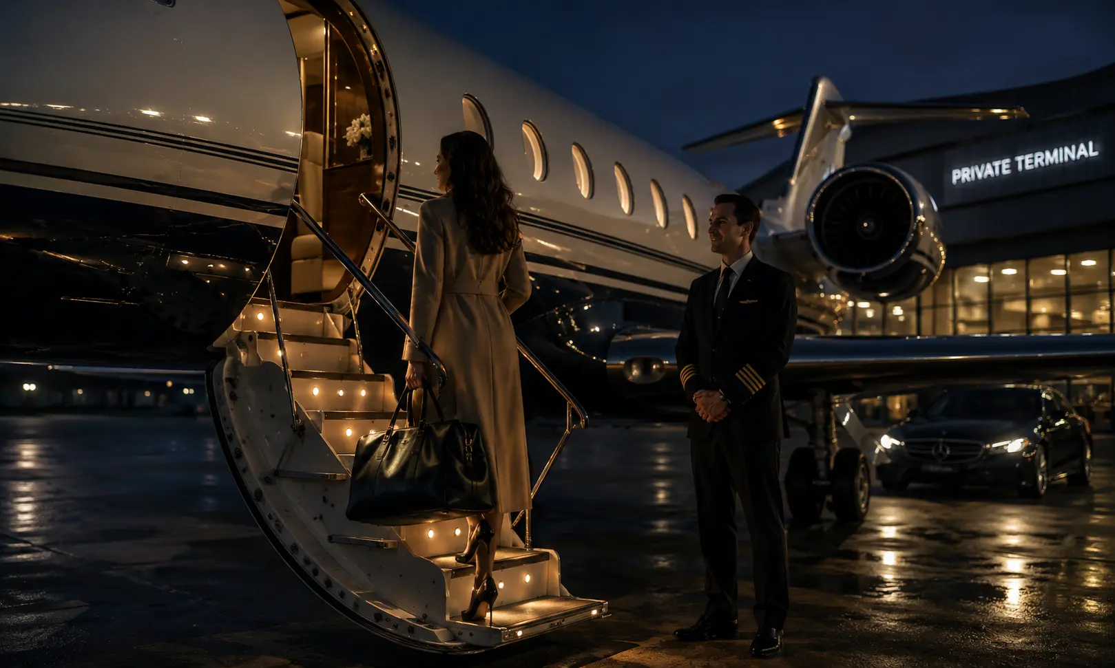 Luxury private jet boarding for empty leg flight